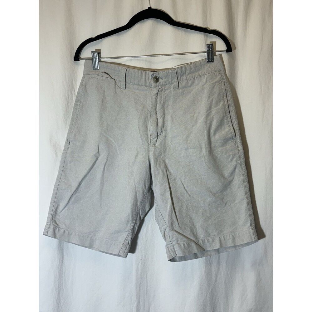 Chaps Shorts‎ Men 30 Hampton Khaki Cotton Flat Front Linen Look DD20